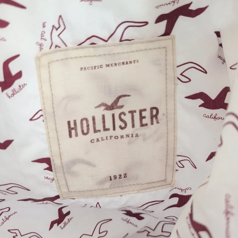 Y2K Hollister Canvas‎ Tote Bag Embroidered Beach Maroon White